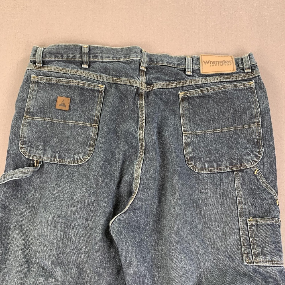 Wrangler Rugged Wear Jeans‎ Mens 42x34 (Fits 40x28) Blue Carpenter Utility Denim